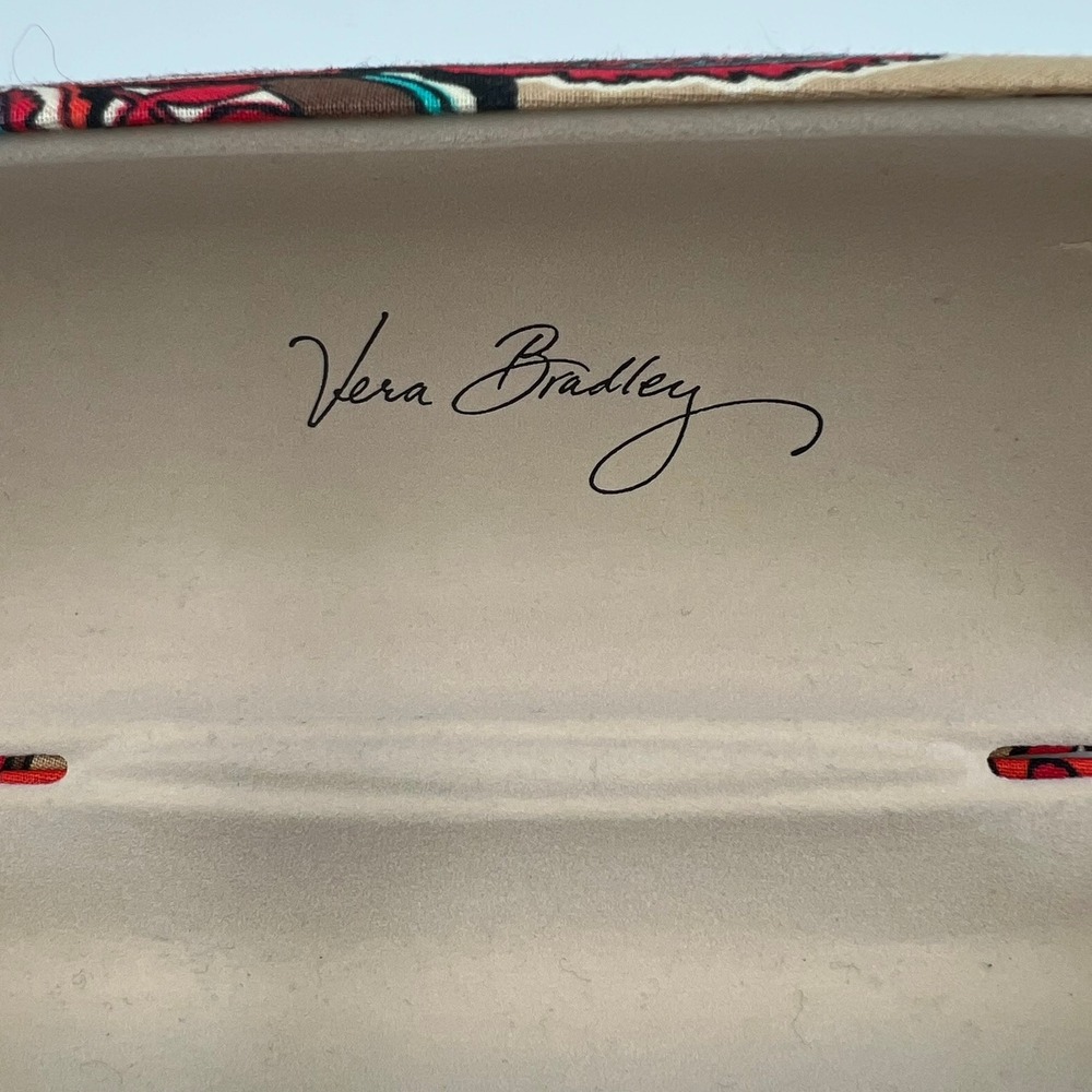 Vera Bradley Eyeglass Case Women OS Tan Red Paisley Very Good Hard Shell Case - Picture 4 of 5